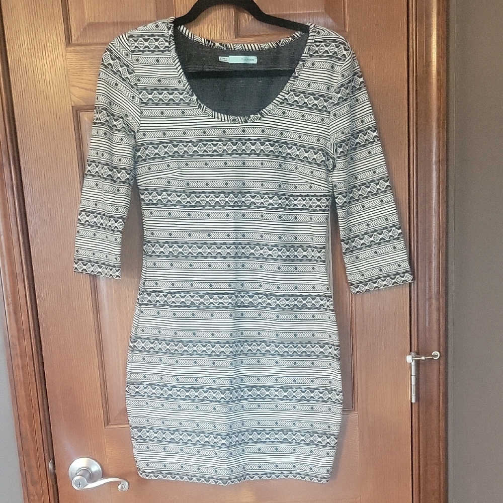 Patterned Black and White Dress
